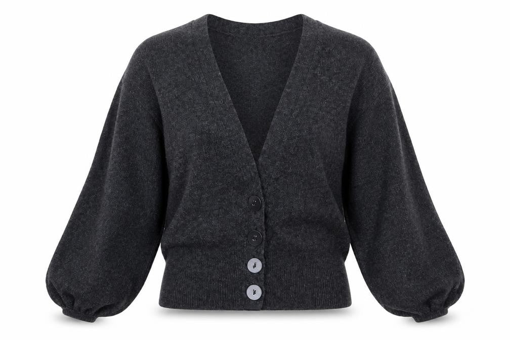 F&F Womens Grey V-Neck Viscose Cardigan Jumper Size 8