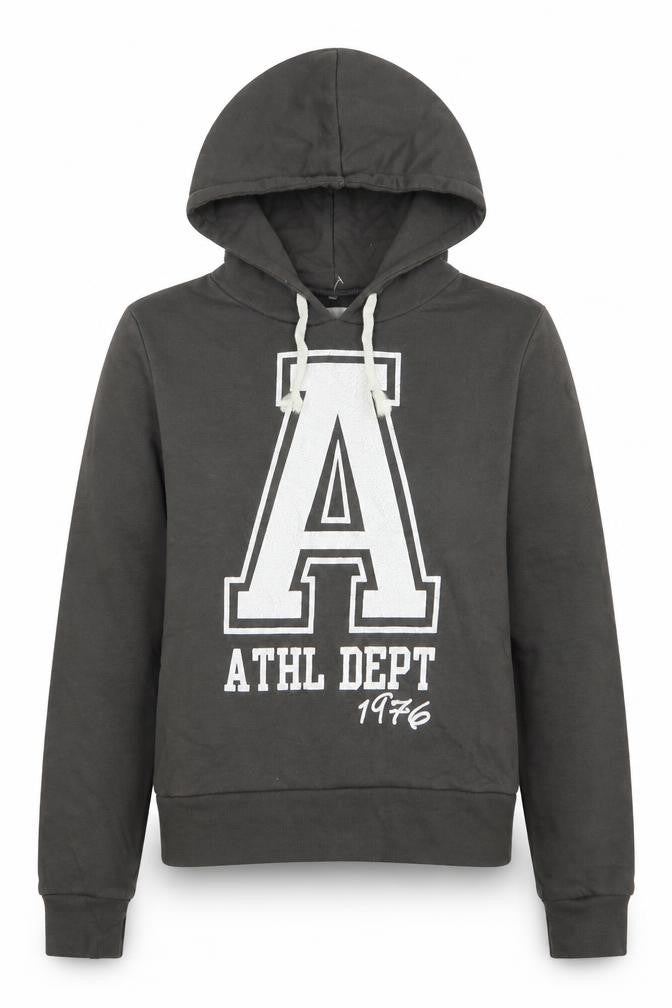 Front view of New Look boys’ green polyester pullover hoodie, size 12, years