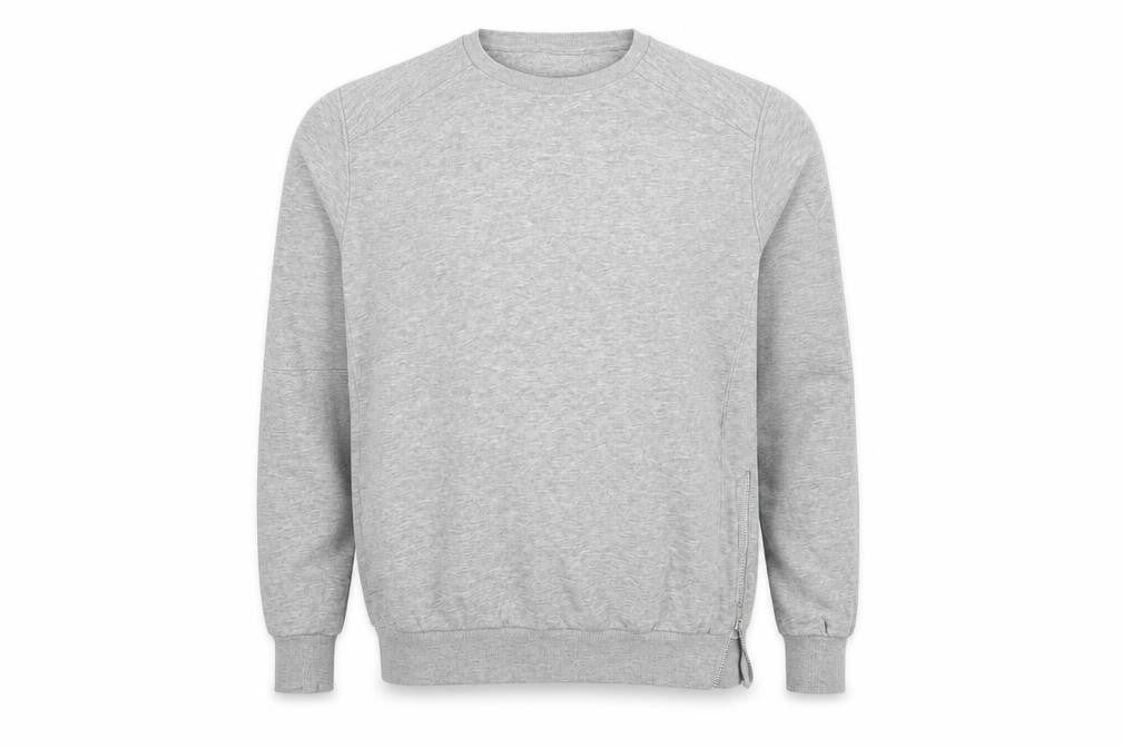 Front view of H&M men’s grey cotton pullover sweatshirt, size M