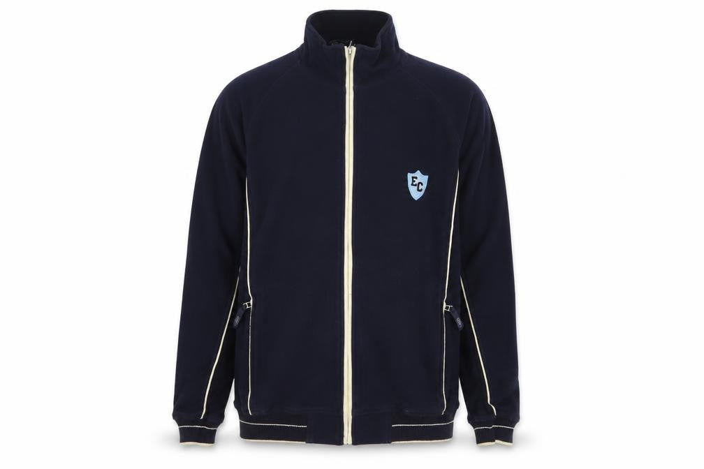 Front view of Easy men’s blue cotton full zip sweatshirt, size M