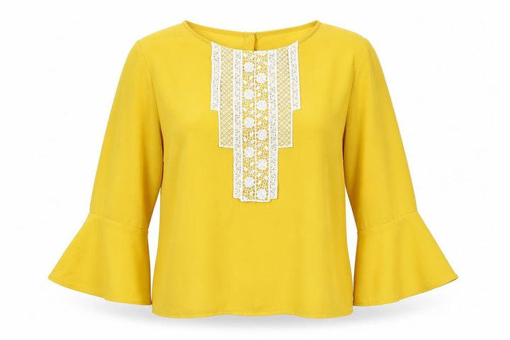Marks & Spencer Womens Yellow Polyester Basic Blouse Size 12 Round Neck