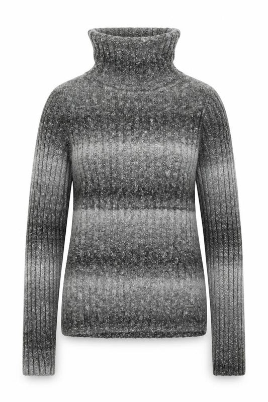 Front view of Hollister women’s grey roll neck cotton jumper, size S