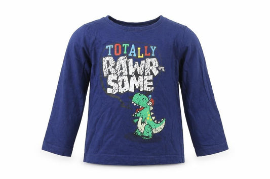 Front view of Super Hero boys’ blue geometric cotton basic t-shirt, size 12-18, months round neck