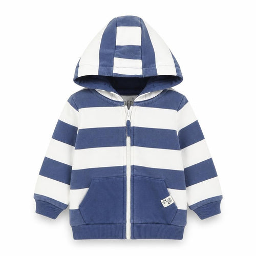 F&F Boys Blue Striped Cotton Full Zip Jumper Size 3-6 Months