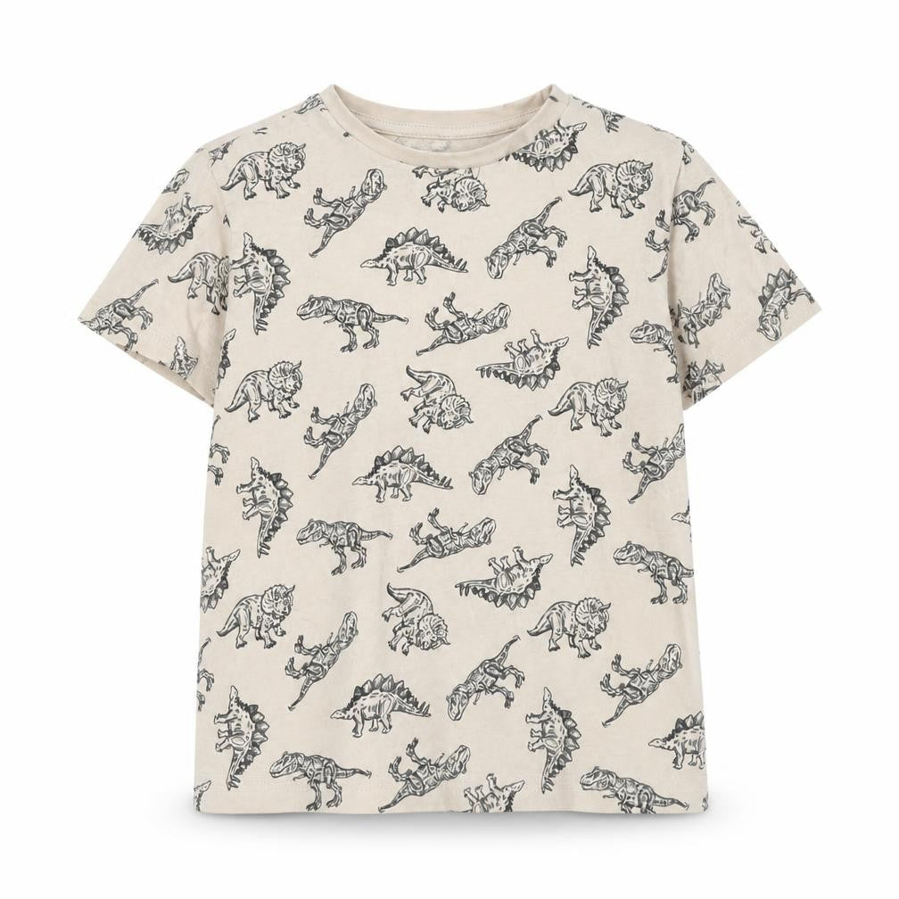 Front view of Sinsay boys’ beige geometric cotton basic polo, size 8-9, years round neck