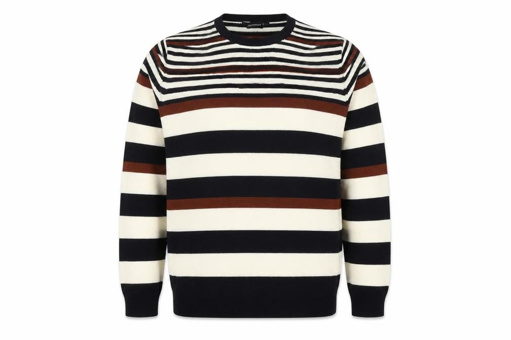 Cedr wood state Mens Multicoloured Round Neck Striped Acrylic Pullover Jumper Size XL