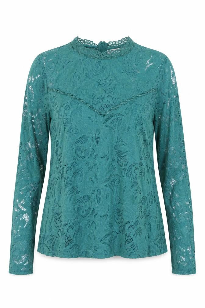 VILA Womens Green Polyamide Basic Blouse Size L Round Neck