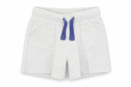 Front view of F&F boys’ grey cotton cropped trousers, size 12-18, months tie