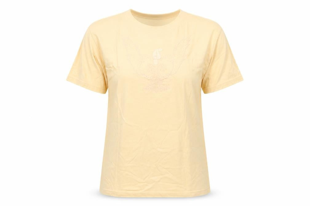 In Style Womens Beige Polyester Basic T-Shirt Size L Round Neck