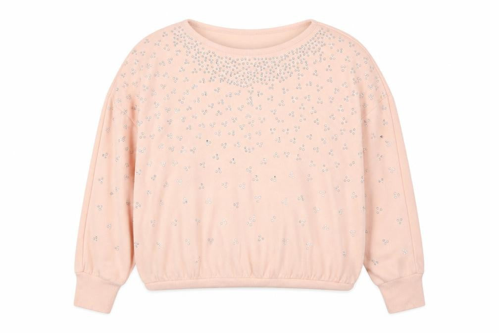 Front view of New Look women’s pink boat neck polyester jumper, size S