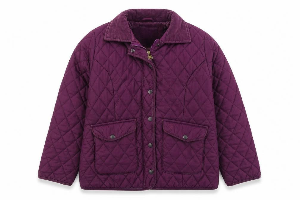 Country Estate Womens Purple Quilted Coat Size 12 Zip