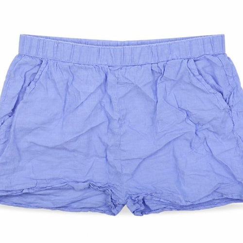 F&M Girls Blue Cotton Mom Shorts Size 13-14 Years Regular