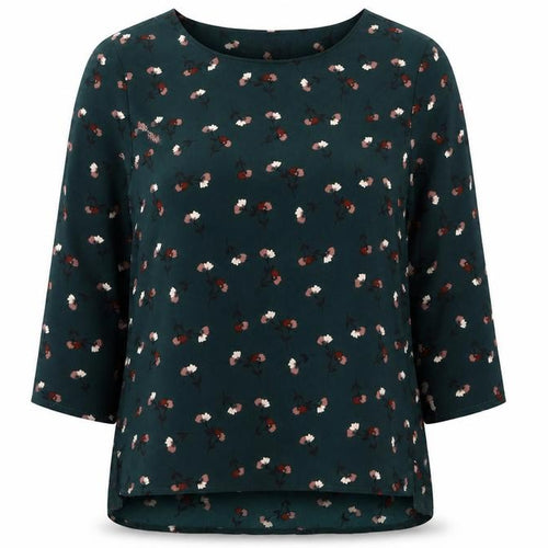 Marks & Spencer Womens Green Floral Polyester Basic Blouse Size 8 Round Neck