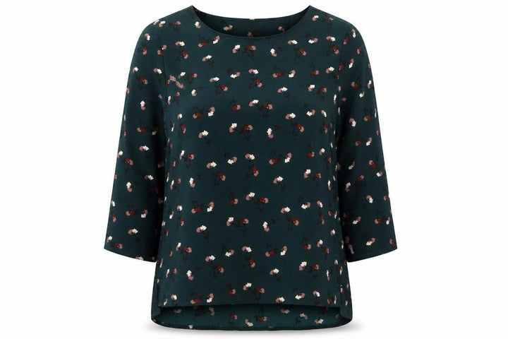 Marks & Spencer Womens Green Floral Polyester Basic Blouse Size 8 Round Neck