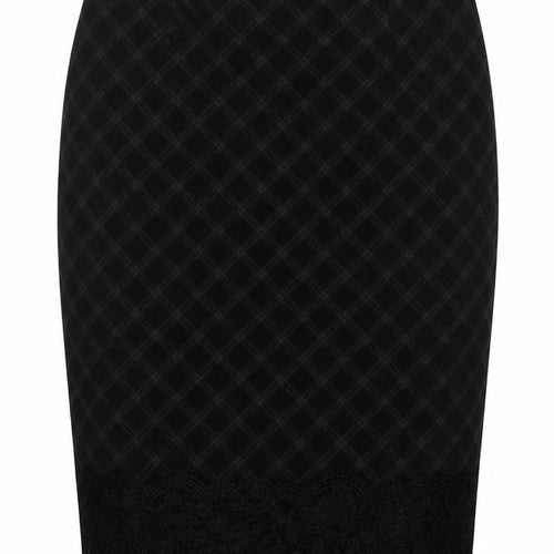 Marks and Spencer Womens Black Check Polyester Straight & Pencil Skirt Size 10 Zip