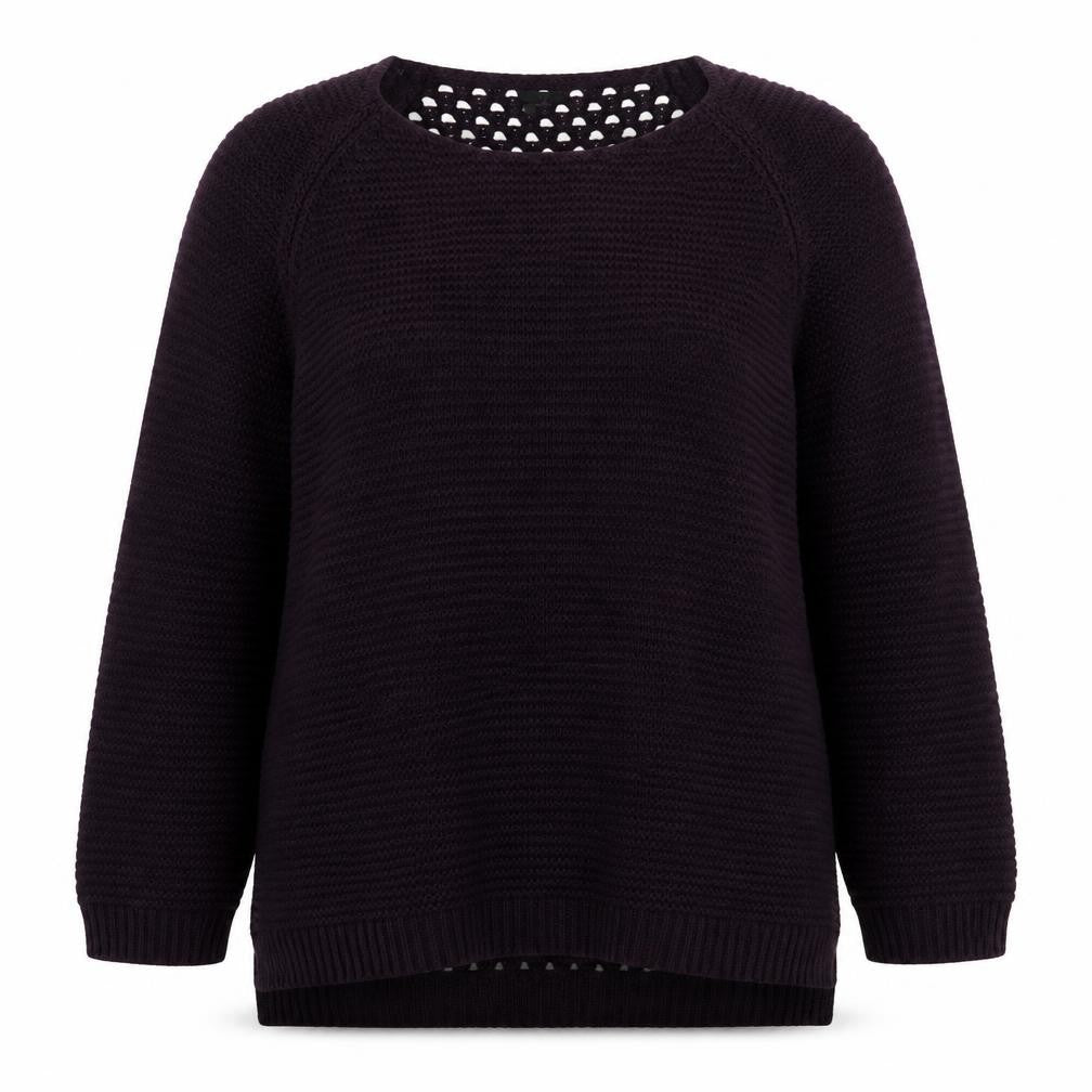Front view of H&M women’s purple round neck acrylic jumper, size L