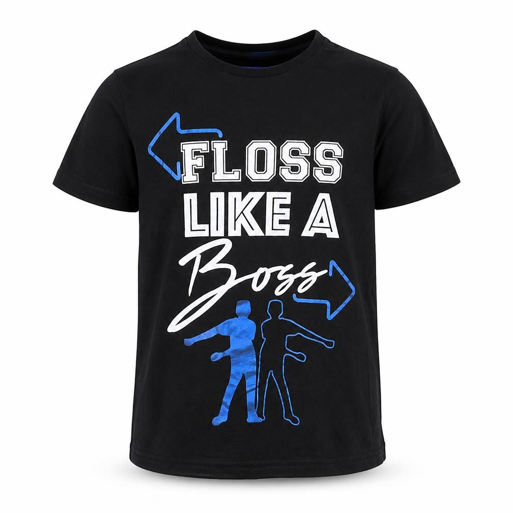 Primark Boys Black Cotton Basic T-Shirt Size 9-10 Years Crew Neck - Floss like a boss