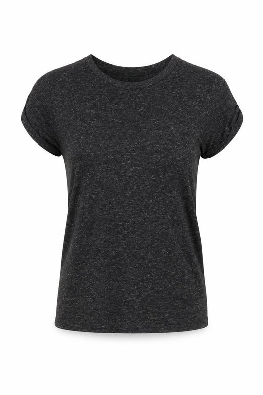 Front view of Divided women’s grey geometric polyester basic t-shirt, size XS, crew neck