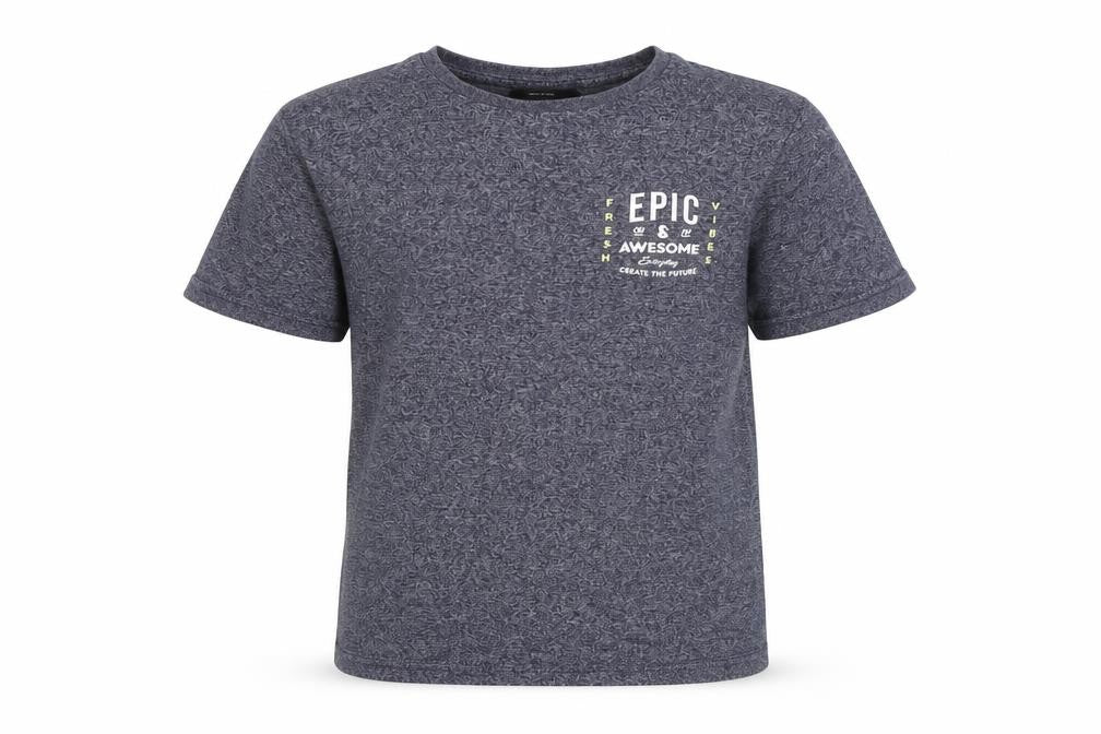 George Boys Grey Geometric Cotton Basic T-Shirt Size 9-10 Years Crew Neck - Epic