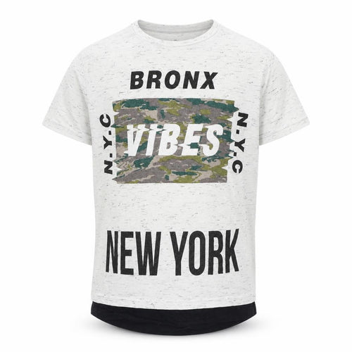 Primark Boys Grey Geometric Cotton Basic T-Shirt Size 6-7 Years Crew Neck - Bronx Vibes