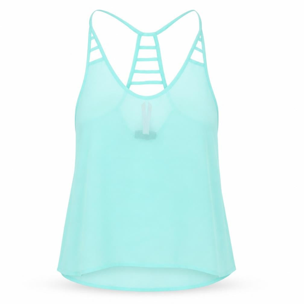Front view of Lipsy women’s green polyester camisole blouse, size UK 10, halter