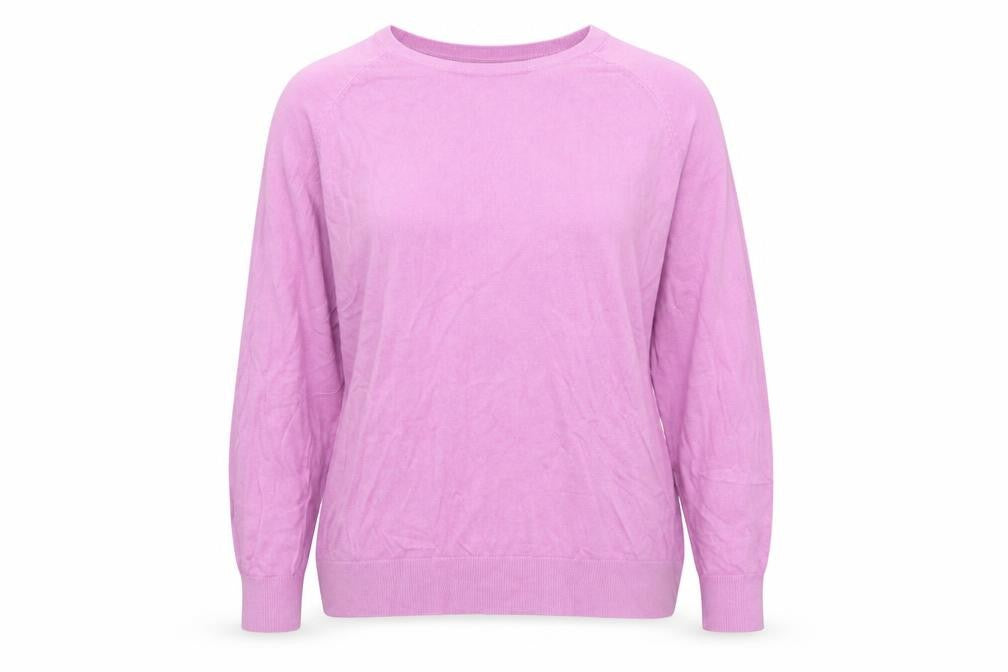 Front view of Dunnes women’s purple round neck viscose jumper, size XL