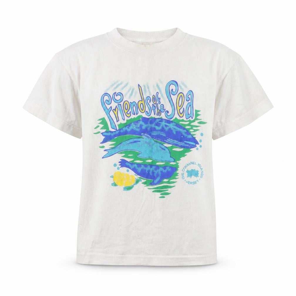 Screen Stars Boys White Cotton Basic T-Shirt Size 5-6 Years Round Neck - Friends of the sea