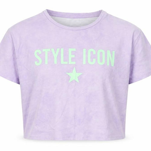 Dunnes Stores Girls Purple Polyester Cropped T-Shirt Size 10-11 Years Round Neck - Style Icon