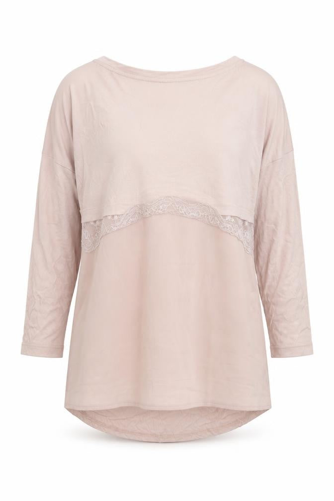 Front view of Caterina Lucchi women’s pink viscose basic blouse, size S, round neck