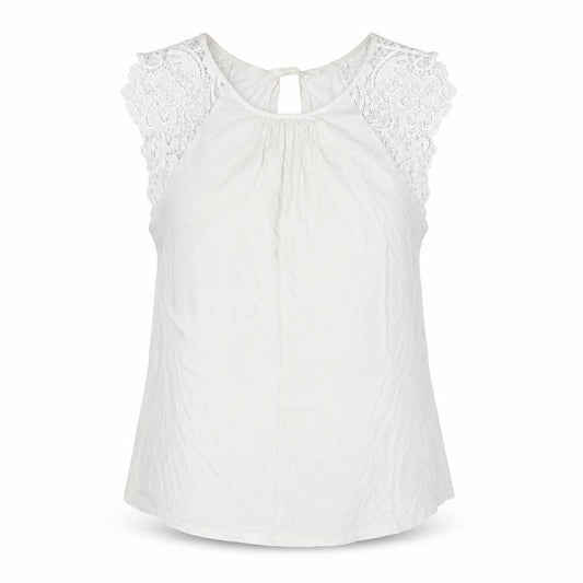 Front view of H&M women’s ivory viscose jersey tank, size M, round neck