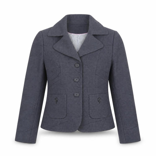 Front view of Next women’s blue flecked polyester jacket suit jacket, size UK 12