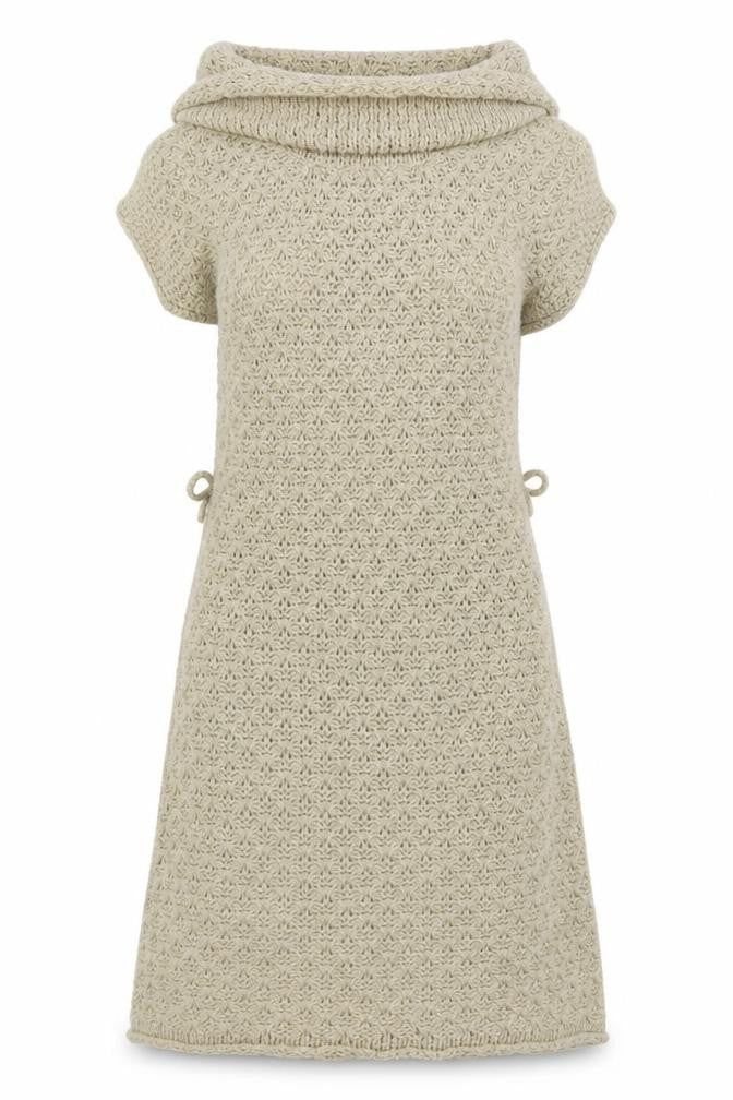 NEXT Womens Beige Acrylic Jumper Dress Size 10 Roll Neck
