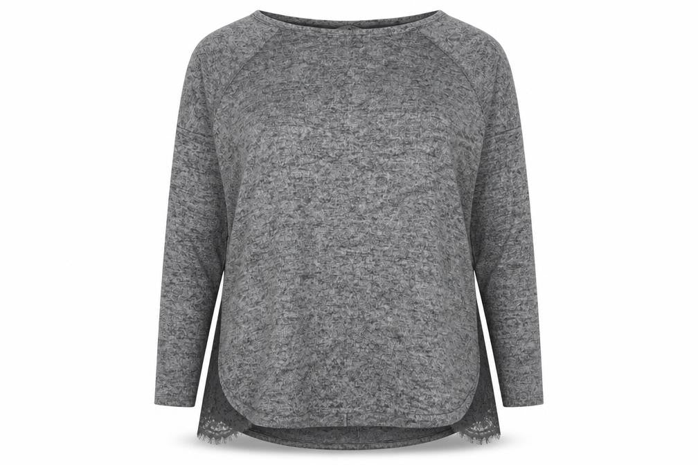 Front view of Next women’s grey round neck viscose jumper, size UK 16