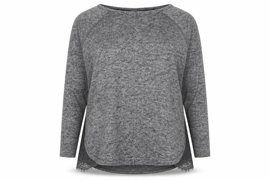 Front view of Next women’s grey round neck viscose jumper, size UK 16