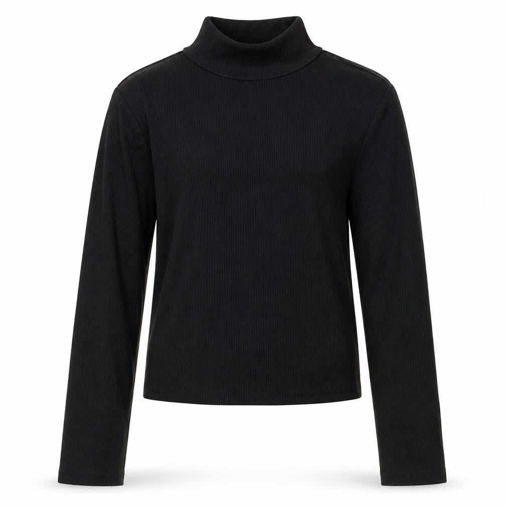Front view of SHEIN girls’ black mock neck polyester jumper, size 14, years