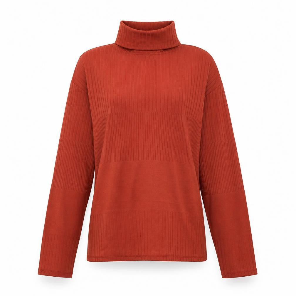 F&F Womens Red Mock Neck Polyacrylate Fibre Pullover Jumper Size 14
