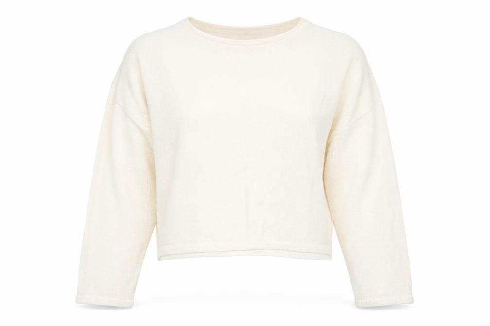 Front view of New Look women’s ivory round neck acrylic jumper, size L