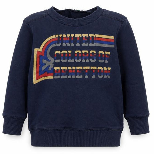 United Colors of Benetton Boys Blue Cotton Basic T-Shirt Size 12-18 Months Round Neck