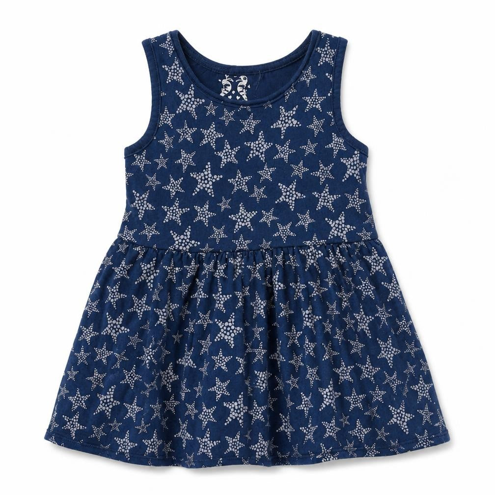 F&F Girls Blue Geometric Cotton Skater Dress Size 18-24 Months Round Neck