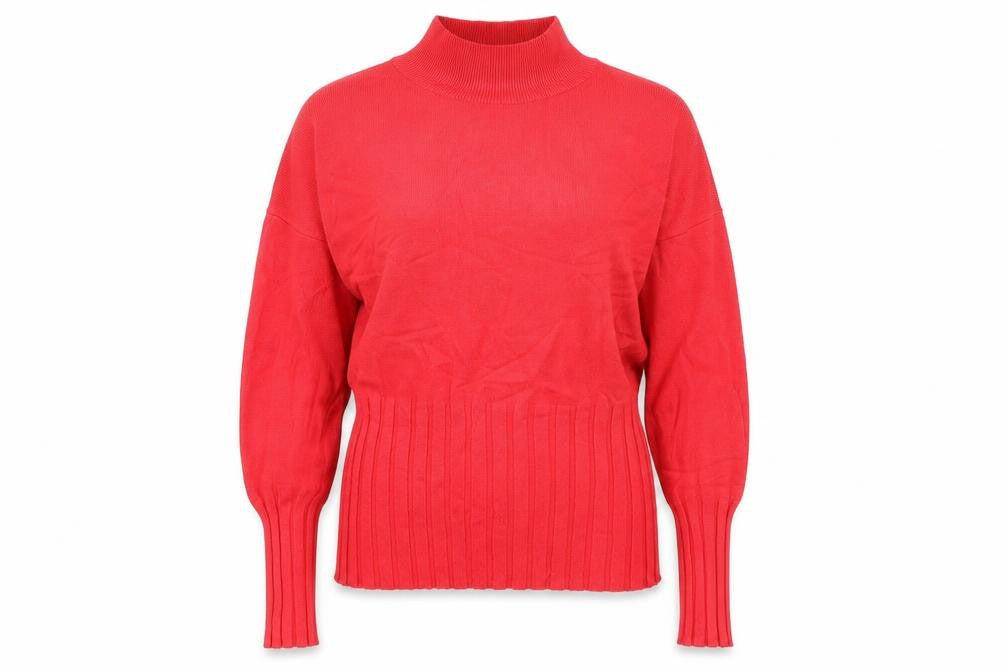 Marks & Spencer Womens Red Mock Neck Viscose Pullover Jumper Size 14