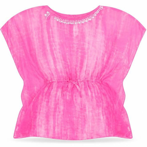 YD Girls Pink Geometric Polyester Tunic T-Shirt Size 10-11 Years Scoop Neck - Tie Dye