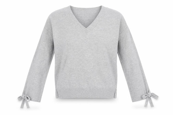 Marks & Spencer Womens Grey V-Neck Cotton Pullover Jumper Size 8