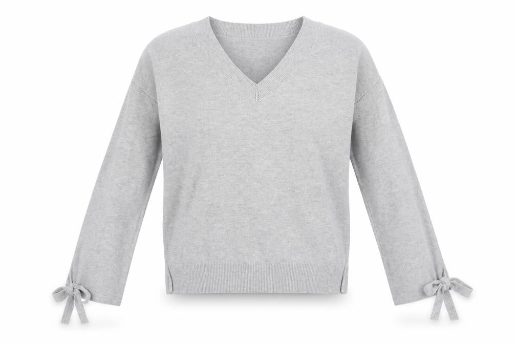 Marks & Spencer Womens Grey V-Neck Cotton Pullover Jumper Size 8