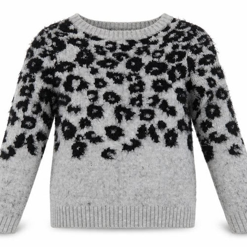 Marks and Spencer Womens Grey Boat Neck Animal Print Polyamide Pullover Jumper Size 8