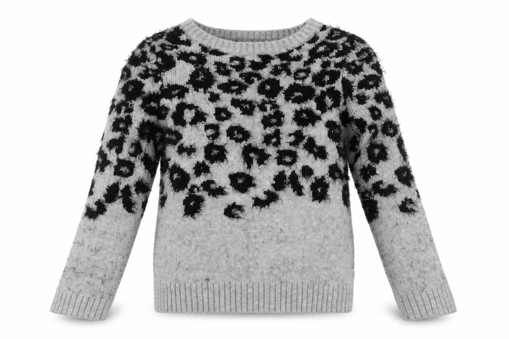 Marks and Spencer Womens Grey Boat Neck Animal Print Polyamide Pullover Jumper Size 8