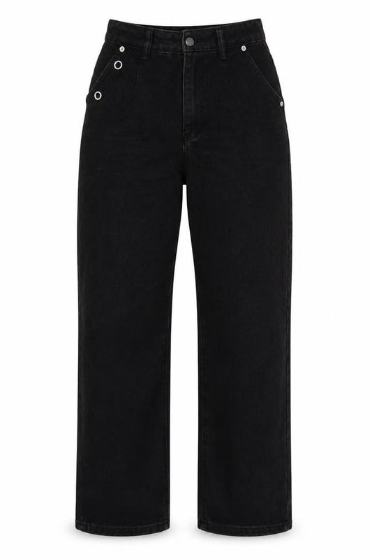 Front view of SHEIN women’s black cotton bootcut jeans, size XS, 29-inch leg regular button