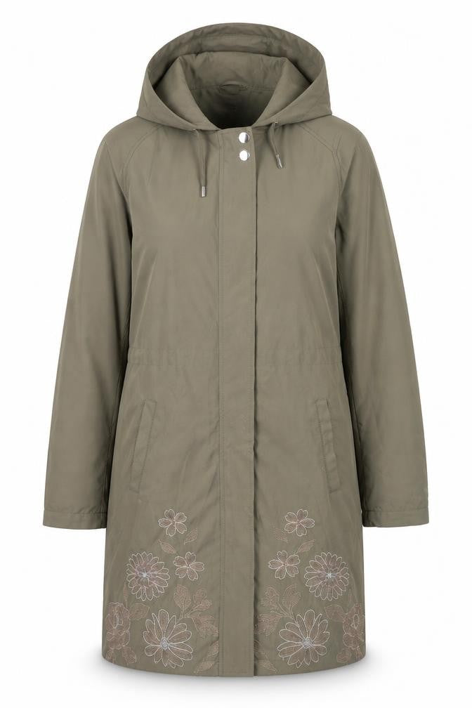 Front view of New Look women’s green jacket, size UK 10, zip