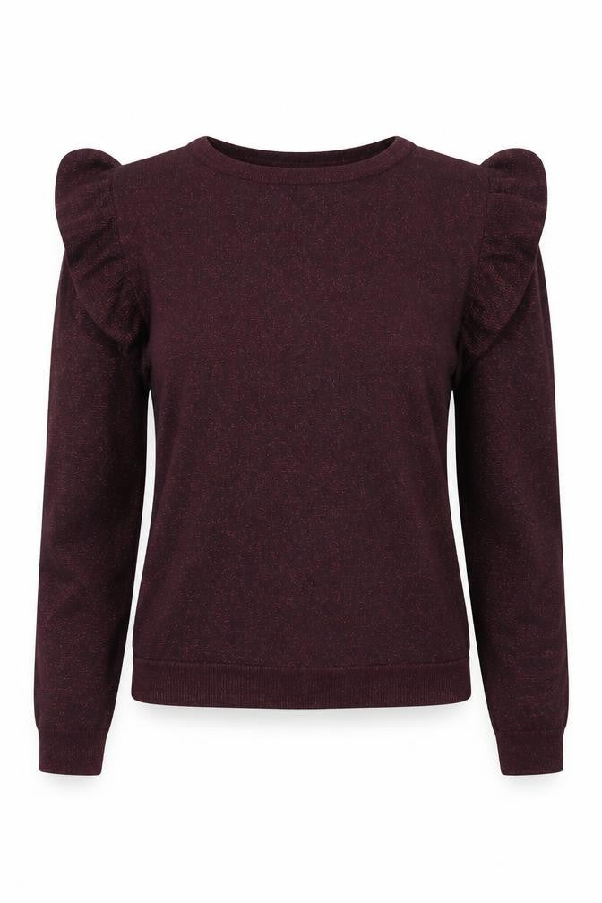 Front view of Next women’s purple round neck viscose jumper, size UK 6
