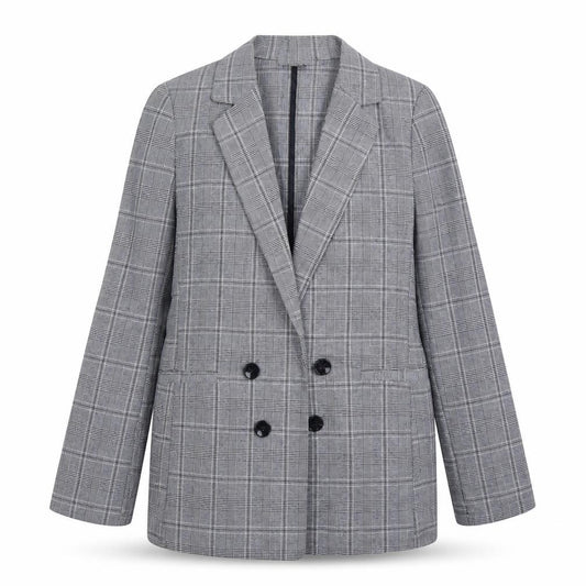 Front view of Primark women’s blue check jacket, size UK 10