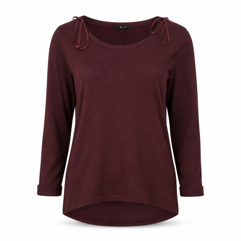 Front view of New Look women’s purple round neck polyester jumper, size UK 6